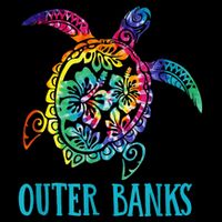 Outer Banks Carolina Sea Turtle Hibiscus Tie Dye Summer Flat Bill Trucker Hat