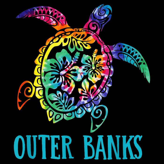 Outer Banks Carolina Sea Turtle Hibiscus Tie Dye Summer Flat Bill Trucker Hat