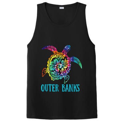 Outer Banks Carolina Sea Turtle Hibiscus Tie Dye Summer PosiCharge Competitor Tank
