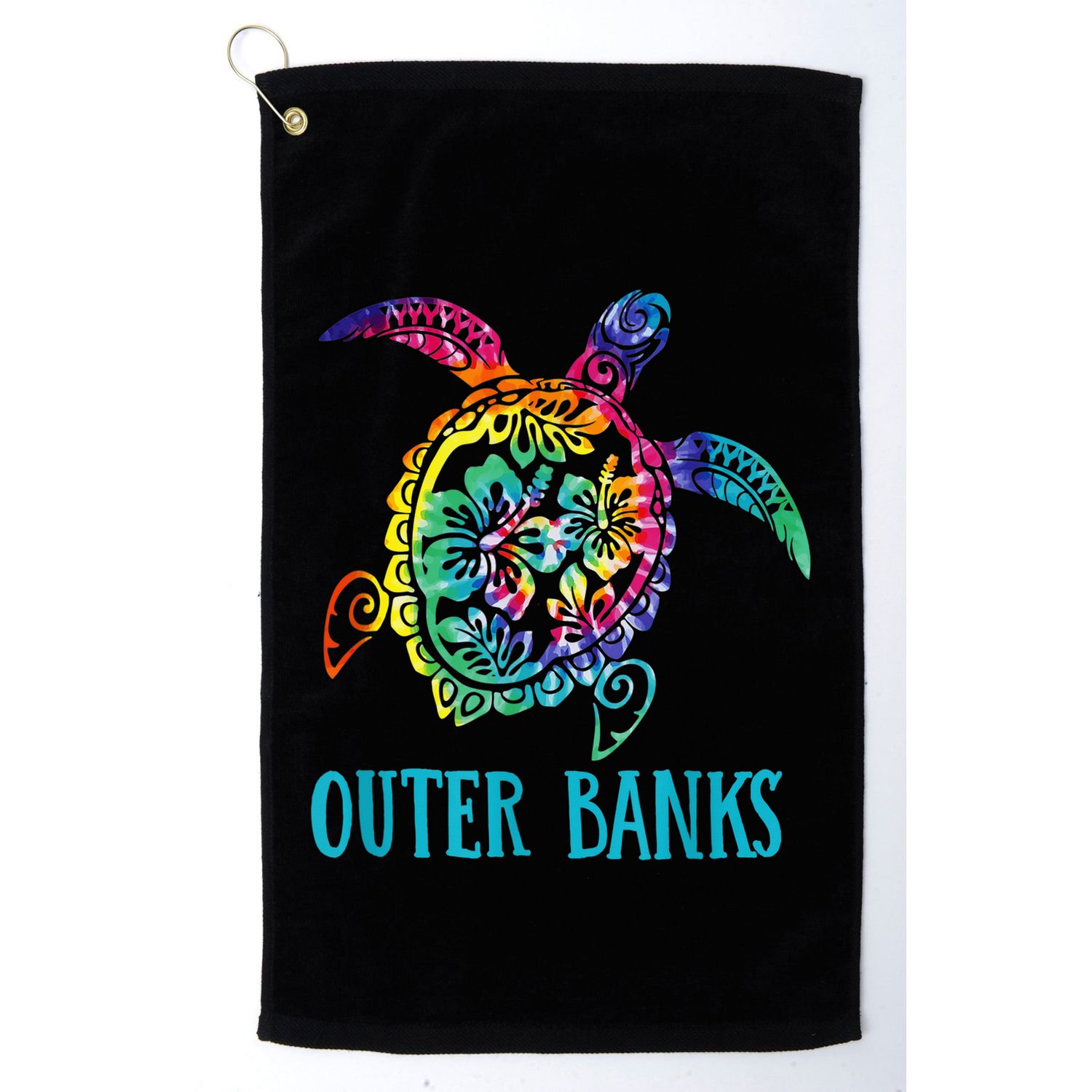 Outer Banks Carolina Sea Turtle Hibiscus Tie Dye Summer Golf Towel