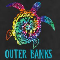 Outer Banks Carolina Sea Turtle Hibiscus Tie Dye Summer Golf Towel