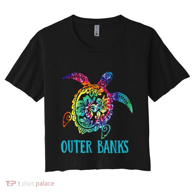 Outer Banks Carolina Sea Turtle Hibiscus Tie Dye Summer Crop Top