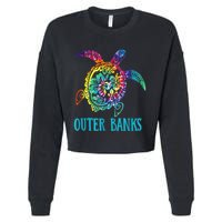 Outer Banks Carolina Sea Turtle Hibiscus Tie Dye Summer Cropped Pullover Crew