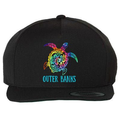 Outer Banks Carolina Sea Turtle Hibiscus Tie Dye Summer Wool Snapback Cap