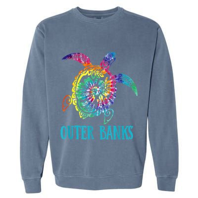 Outer Banks Carolina Sea Turtle Hibiscus Tie Dye Summer Garment-Dyed Sweatshirt