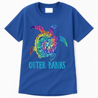 Outer Banks Carolina Sea Turtle Hibiscus Tie Dye Summer Tall T-Shirt