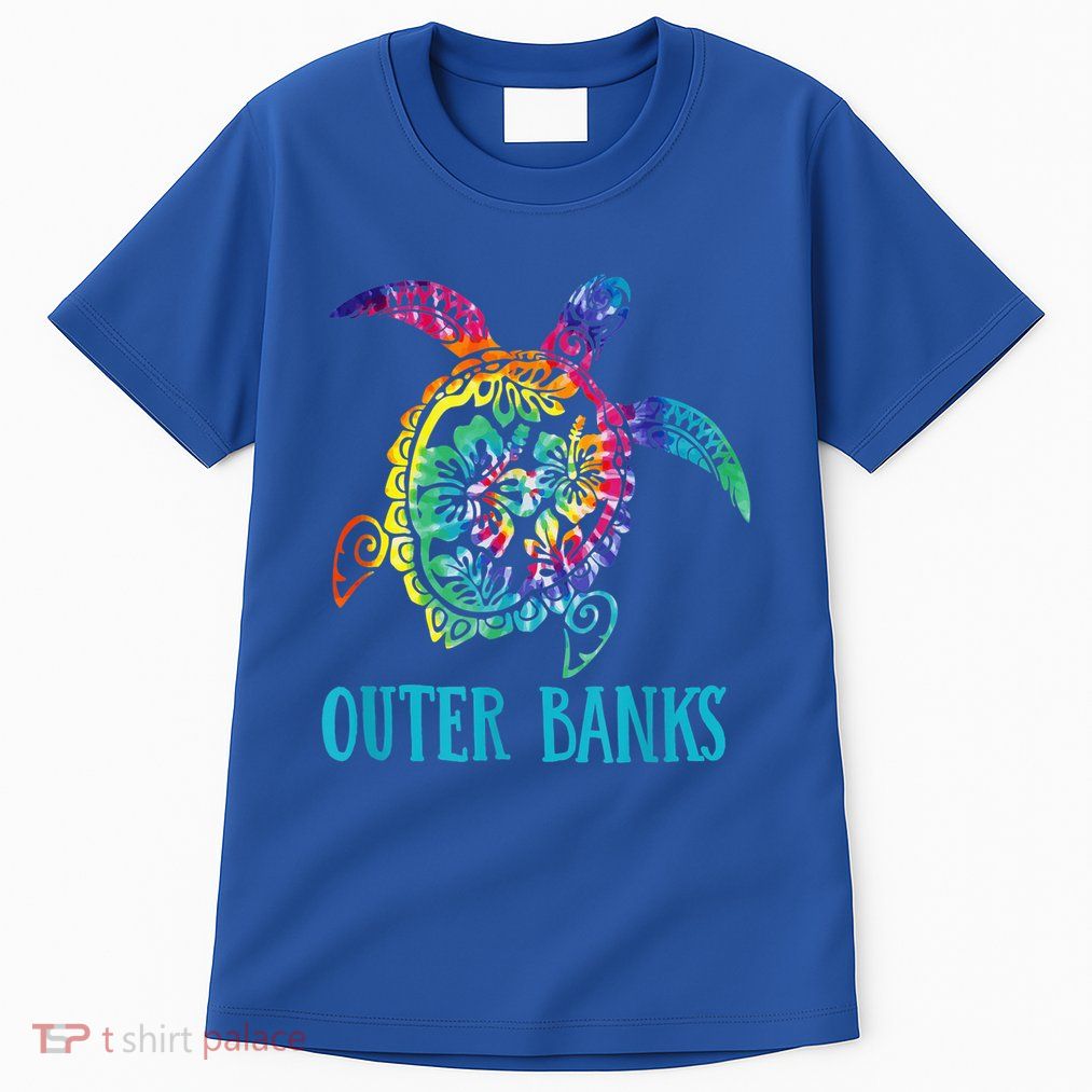 Outer Banks Carolina Sea Turtle Hibiscus Tie Dye Summer Tall T-Shirt