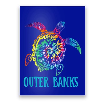 Outer Banks Carolina Sea Turtle Hibiscus Tie Dye Summer Poster