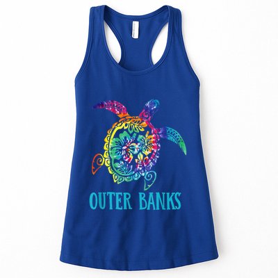 Outer Banks Carolina Sea Turtle Hibiscus Tie Dye Summer Womens Tank Top