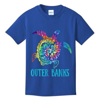 Outer Banks Carolina Sea Turtle Hibiscus Tie Dye Summer Kids T-Shirt