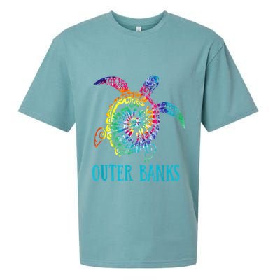 Outer Banks Carolina Sea Turtle Hibiscus Tie Dye Summer Sueded Cloud Jersey T-Shirt