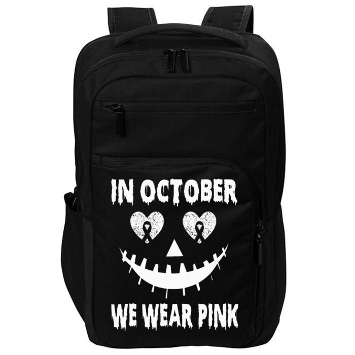 October Breast Cancer Awareness Pumpkin Halloween Impact Tech Backpack