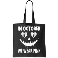 October Breast Cancer Awareness Pumpkin Halloween Tote Bag