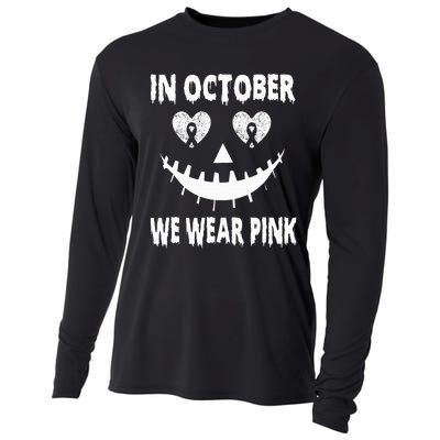 October Breast Cancer Awareness Pumpkin Halloween Cooling Performance Long Sleeve Crew