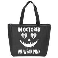 October Breast Cancer Awareness Pumpkin Halloween Zip Tote Bag