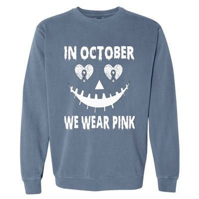 October Breast Cancer Awareness Pumpkin Halloween Garment-Dyed Sweatshirt