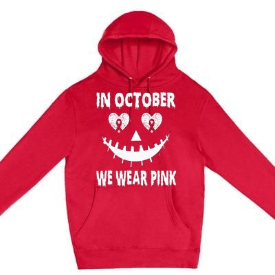 October Breast Cancer Awareness Pumpkin Halloween Premium Pullover Hoodie