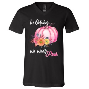 October Breast Cancer Gift V-Neck T-Shirt