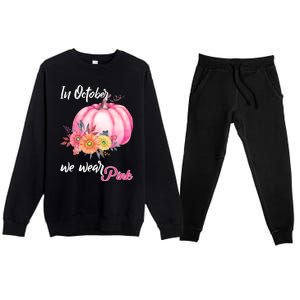 October Breast Cancer Gift Premium Crewneck Sweatsuit Set