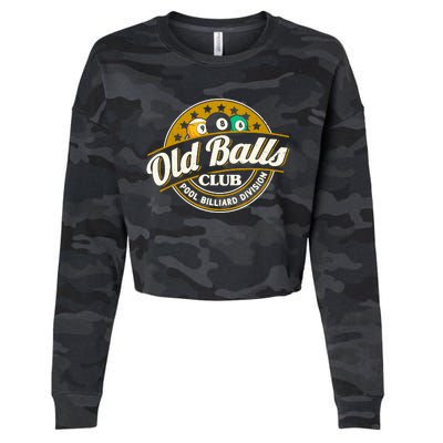 Old Balls Club Pool 8 Ball Billiards Division For Cropped Pullover Crew