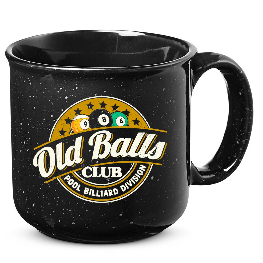 Old Balls Club Pool 8 Ball Billiards Division For 15oz Campfire Ceramic Mug