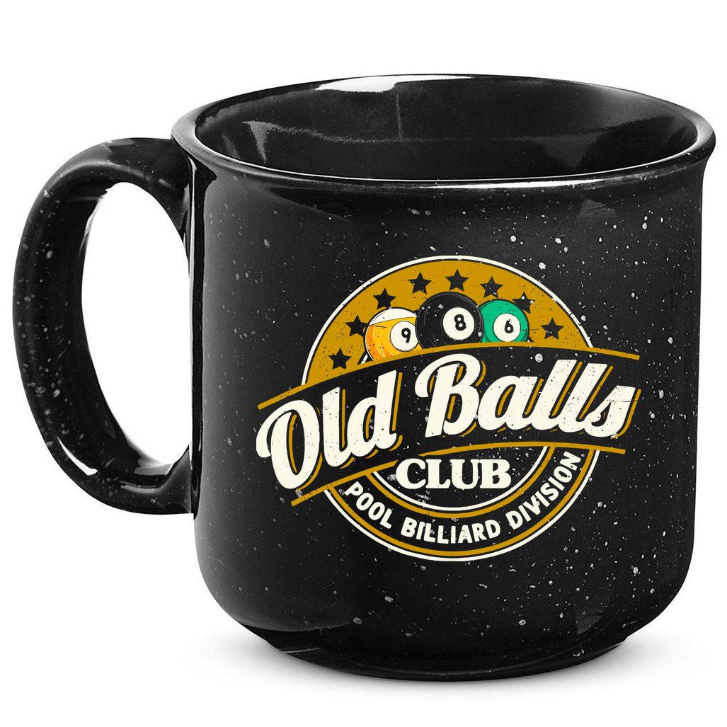 Old Balls Club Pool 8 Ball Billiards Division For 15oz Campfire Ceramic Mug