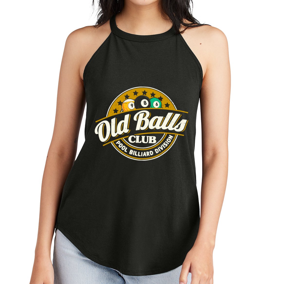 Old Balls Club Pool 8 Ball Billiards Division For Women's Perfect Tri Rocker Tank