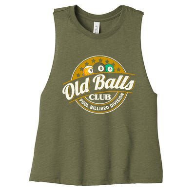 Old Balls Club Pool 8 Ball Billiards Division For Women's Racerback Cropped Tank