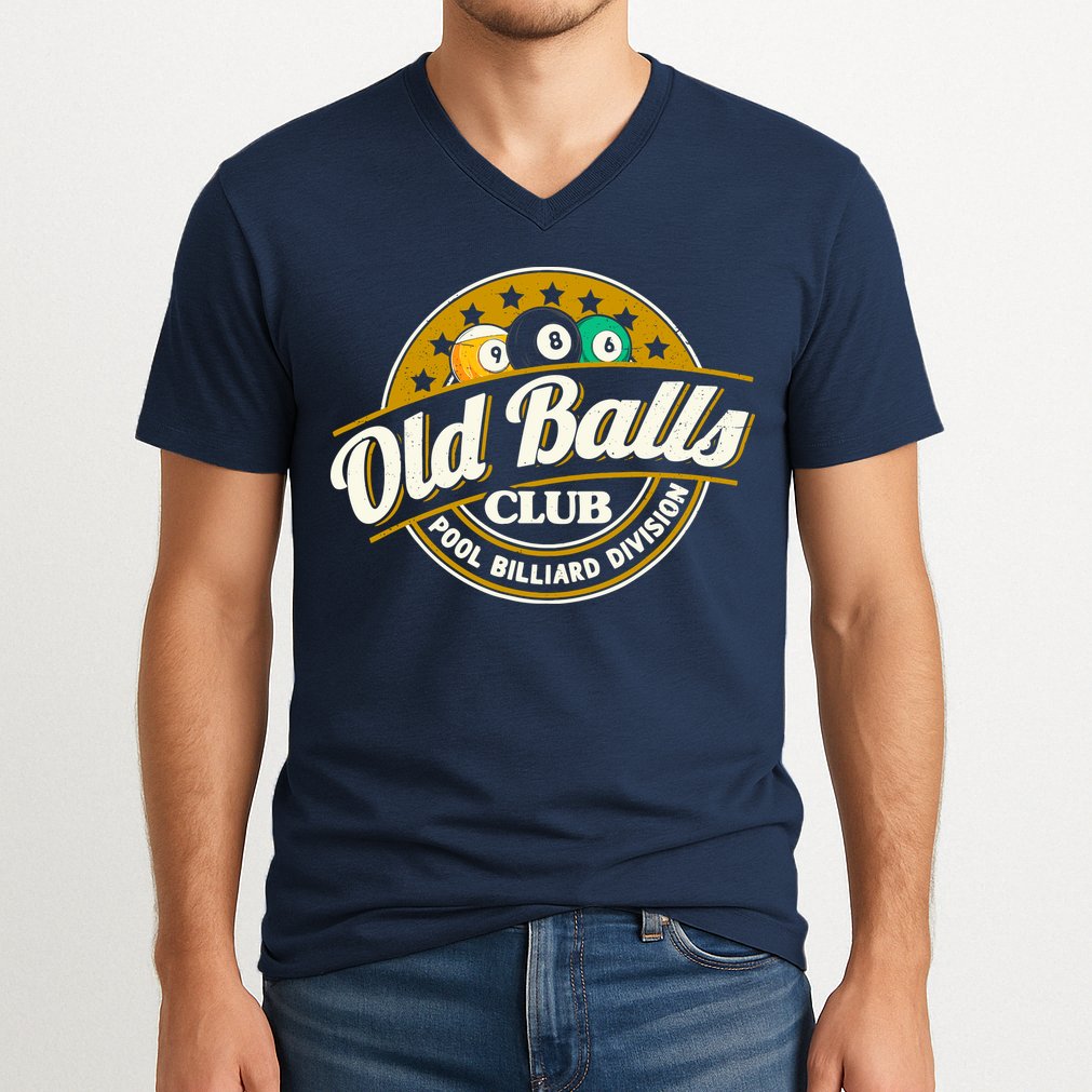 Old Balls Club Pool 8 Ball Billiards Division For V-Neck T-Shirt
