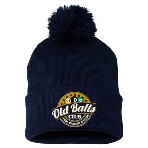 Old Balls Club Pool 8 Ball Billiards Division For Pom Pom 12in Knit Beanie