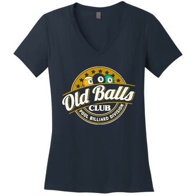 Old Balls Club Pool 8 Ball Billiards Division For Women's V-Neck T-Shirt