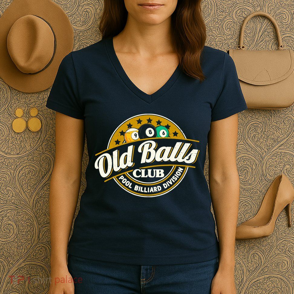 Old Balls Club Pool 8 Ball Billiards Division For Women's V-Neck T-Shirt