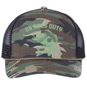 On Bass Duty Bass Fishing Meaningful Gift Retro Rope Trucker Hat Cap