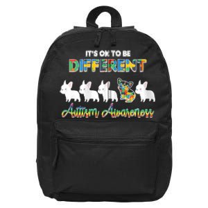 Ok Be Different Dog Puppy Puzzle Autism Awareness Autistic Zip Hoodie 16 in Basic Backpack