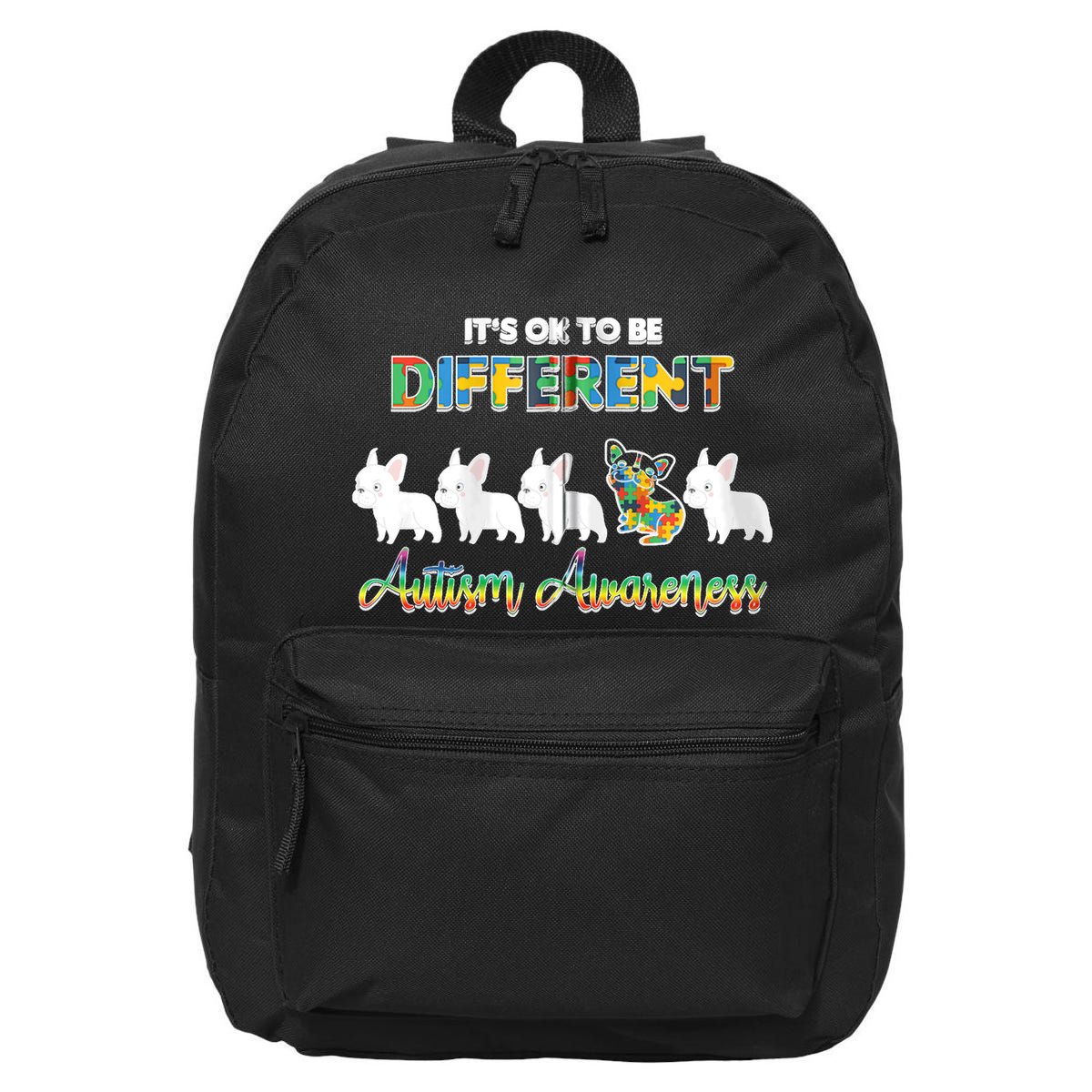 Ok Be Different Dog Puppy Puzzle Autism Awareness Autistic Zip Hoodie 16 in Basic Backpack