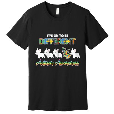 Ok Be Different Dog Puppy Puzzle Autism Awareness Autistic Zip Hoodie Premium T-Shirt