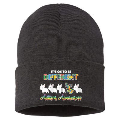 Ok Be Different Dog Puppy Puzzle Autism Awareness Autistic Zip Hoodie Sustainable Knit Beanie