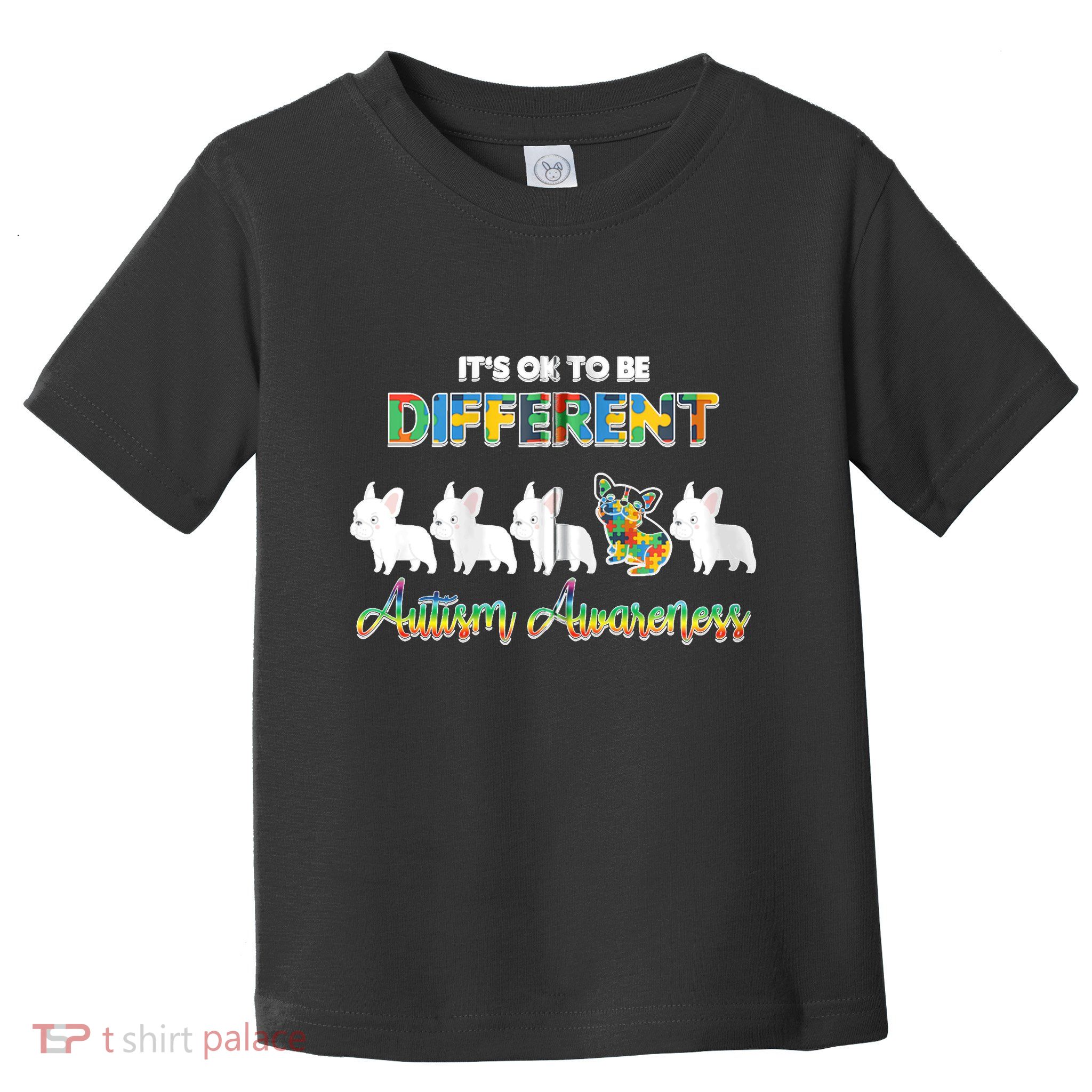 Ok Be Different Dog Puppy Puzzle Autism Awareness Autistic Zip Hoodie Toddler T-Shirt