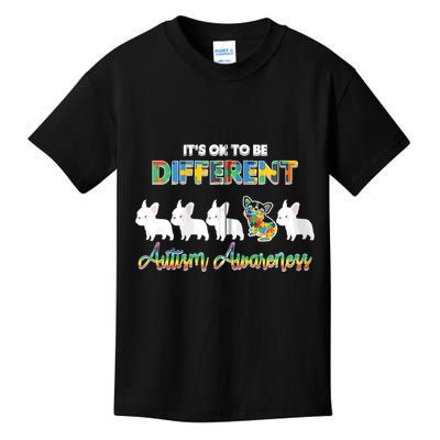 Ok Be Different Dog Puppy Puzzle Autism Awareness Autistic Zip Hoodie Kids T-Shirt