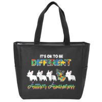 Ok Be Different Dog Puppy Puzzle Autism Awareness Autistic Zip Hoodie Zip Tote Bag