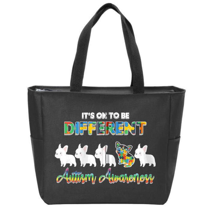 Ok Be Different Dog Puppy Puzzle Autism Awareness Autistic Zip Hoodie Zip Tote Bag