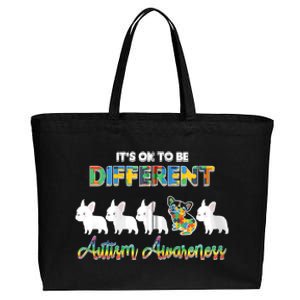 Ok Be Different Dog Puppy Puzzle Autism Awareness Autistic Zip Hoodie Cotton Canvas Jumbo Tote