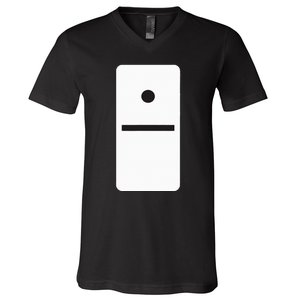 One Blank Dominoes Halloween Costume 10 Domino Game V-Neck T-Shirt