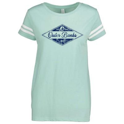 O.U.T.E.R B.A.N.K.S Est 1587 Obx North Carolina Nc Boating Enza Ladies Jersey Football T-Shirt