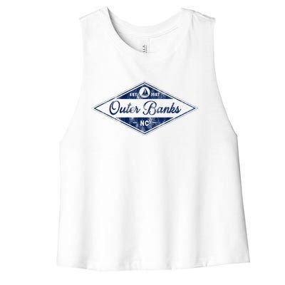 O.U.T.E.R B.A.N.K.S Est 1587 Obx North Carolina Nc Boating Women's Racerback Cropped Tank