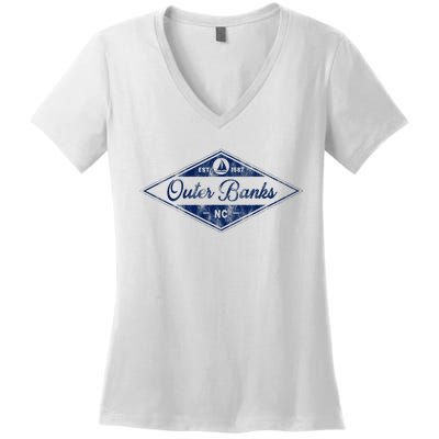 O.U.T.E.R B.A.N.K.S Est 1587 Obx North Carolina Nc Boating Women's V-Neck T-Shirt