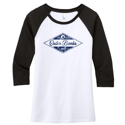 O.U.T.E.R B.A.N.K.S Est 1587 Obx North Carolina Nc Boating Women's Tri-Blend 3/4-Sleeve Raglan Shirt