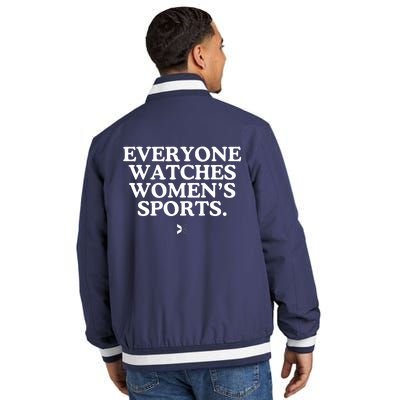 (On Back) Everyone Watches Women Sport Insulated Varsity Jacket