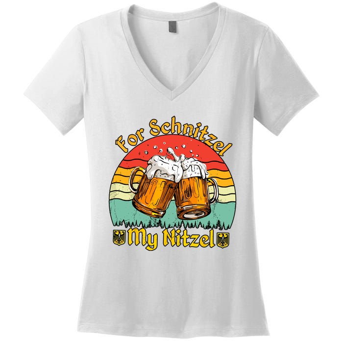 Oktoberfest Beer Festival For Schnitzel My Nitzel Women's V-Neck T-Shirt