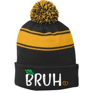 Oktoberfest Bruh Fun German Bavarian Festival Stripe Pom Pom Beanie